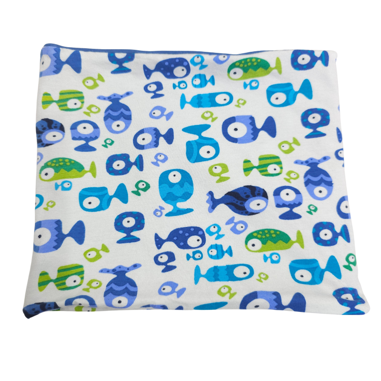 Wendeschlupfschal Fische blau grün(innen blau)